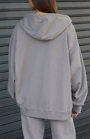 Light Gray Christy Full Zip Oversized Hoodie image number 3