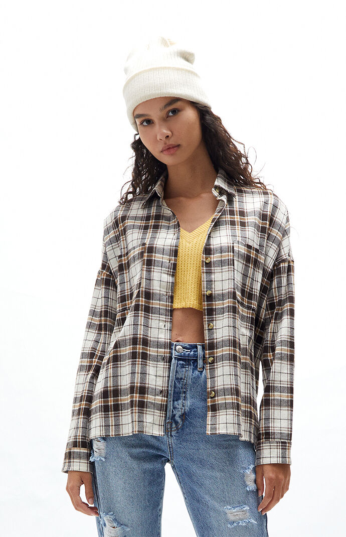 LA Hearts Flannel Button Down Boyfriend 