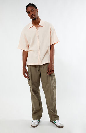 Pink Cropped Boxy Gauze Camp Shirt image number 4
