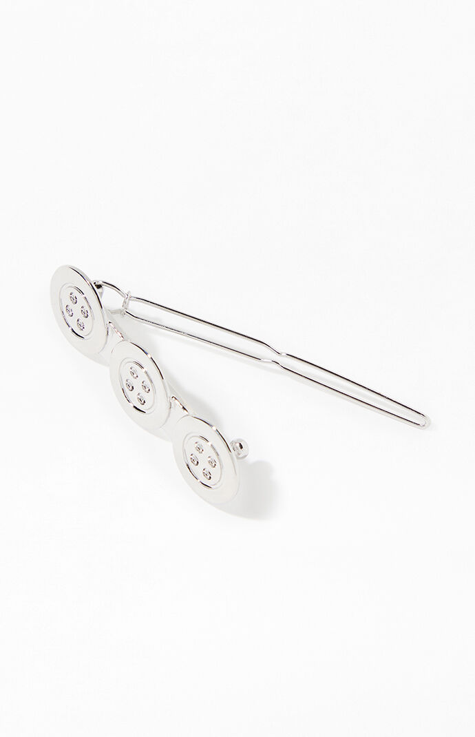 John Galt Silver Button Hair Barrette
