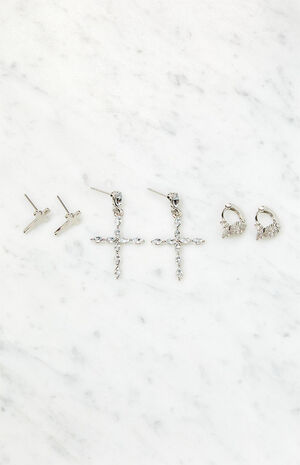 3 Pack Cross Earrings image number 1