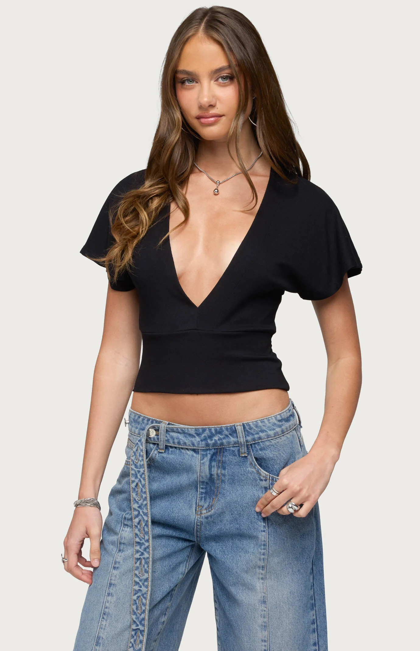 Edikted Mundy Deep V-Neck Top