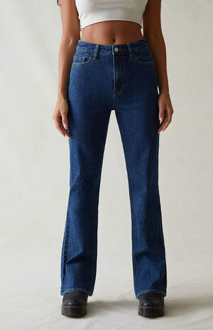 Eco Dark Blue Curve High Waisted Bootcut Jeans image number 1