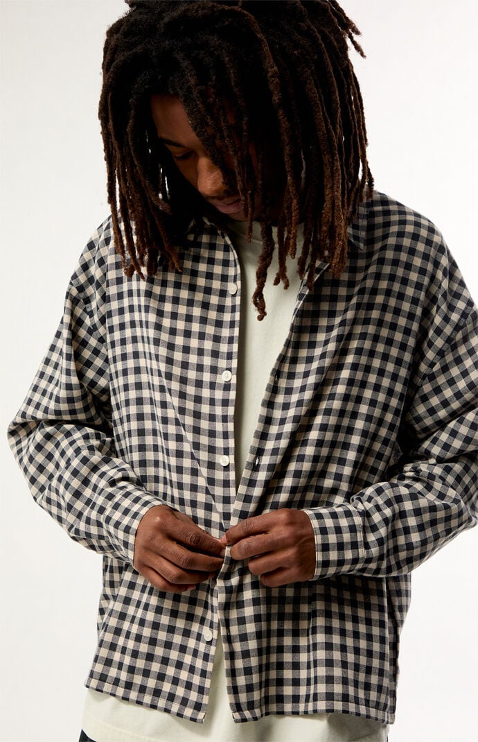 Pacsun Black & White North Plaid Long Sleeve Shirt