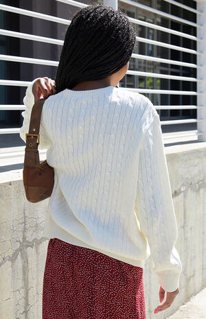 White Cable Knit Brianna Sweater image number 4