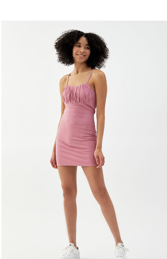 Shirred Knit Mini Dress