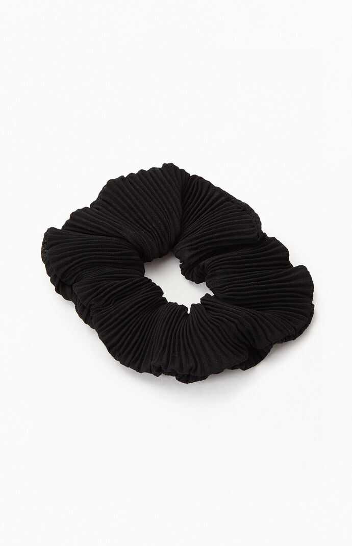 Black Pleated Scrunchie