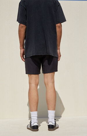 Black Slubby Textured Volley Shorts image number 5