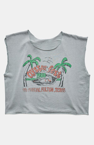 '80s Oyster Fest Crew Neck Cropped Graphic Tank Top image number 1