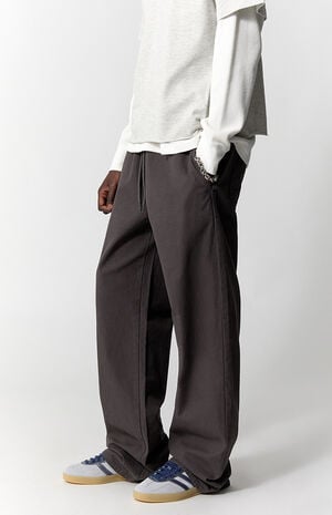 Gray Chain Embroidered Baggy Pants image number 3