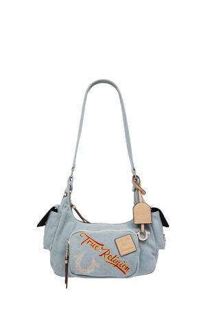 Multi Patch Denim Hobo Shoulder Bag image number 1