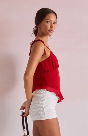 Jessie Asymmetrical Lace Trim Tank Top image number 2