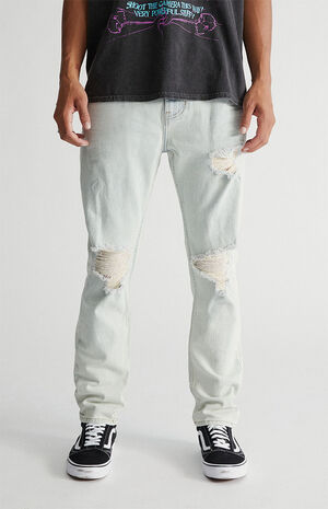 Light Destroyed Slim Taper Jeans image number 2