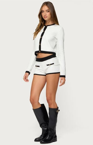 Mara Contrast Textured Knit Shorts image number 4