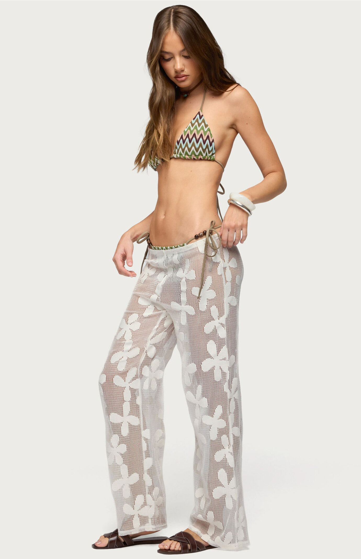 Edikted Candace Floral Texured Sheer Pants
