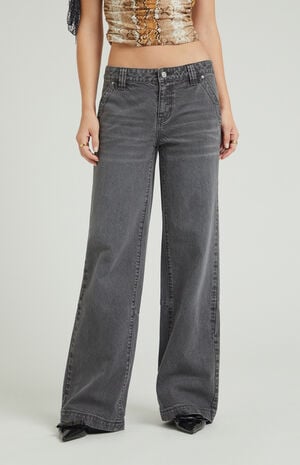 Black Low Rise Baggy Pants image number 2