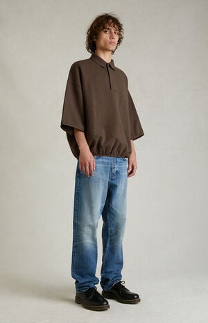Heather Wood 3/4 Sleeve Polo Sweatshirt image number 6