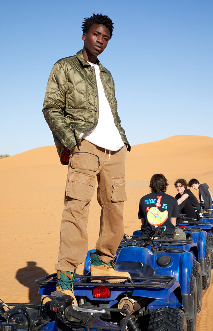 Tan Slim Cargo Jogger Pants