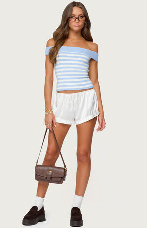 Deni Off Shoulder Striped Knit Top image number 5