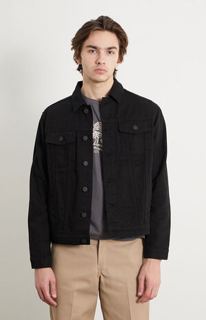 Black Classic Fit Denim Trucker Jacket image number 3
