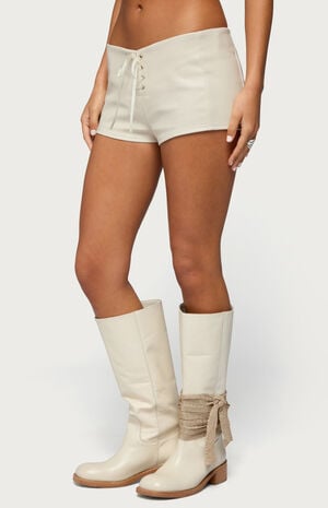 Wilde Lace Up Faux Leather Shorts image number 2
