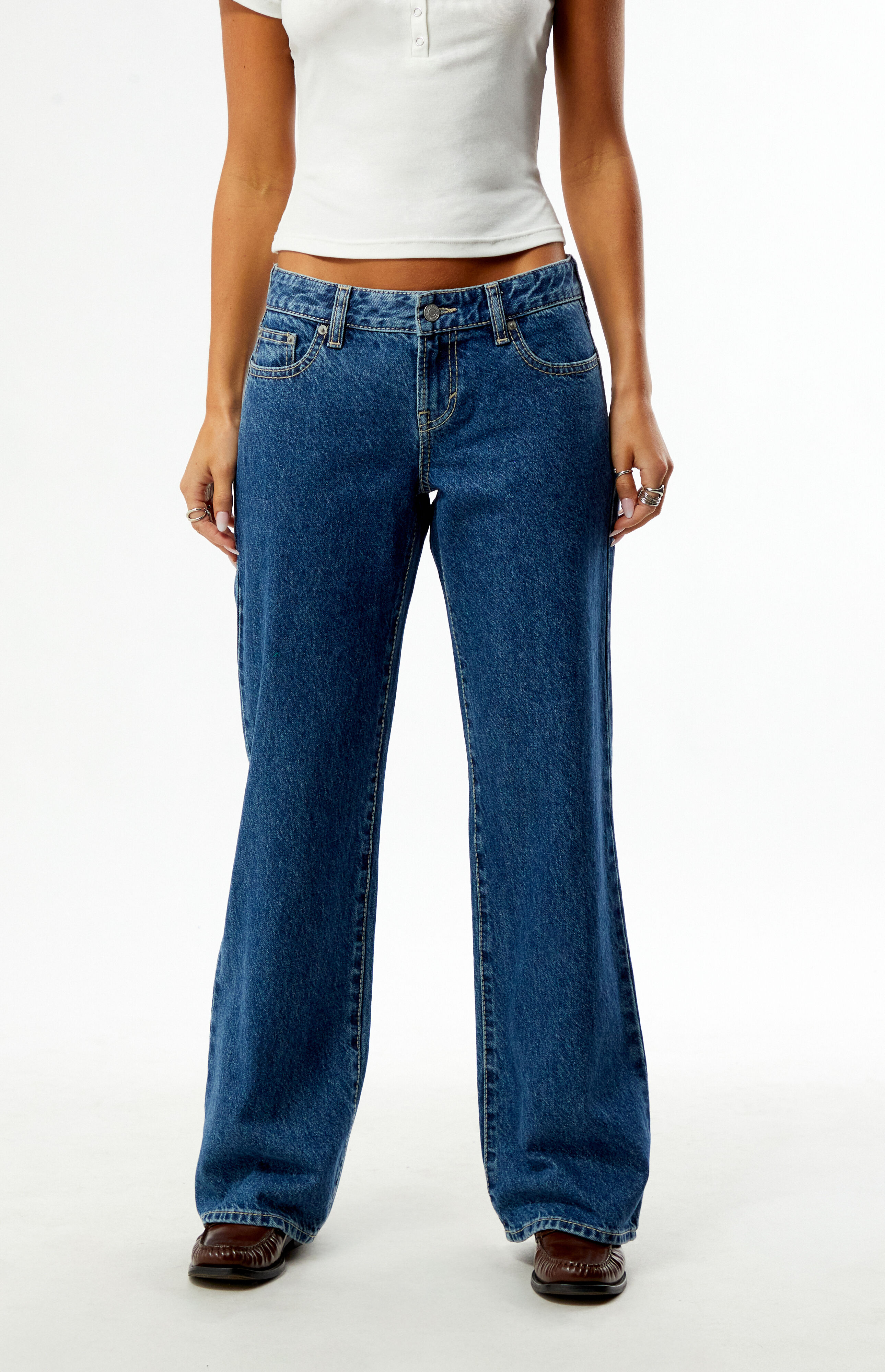 Pacsun Zoe Low Rise Girlfriend Jeans Classic Medium Blue