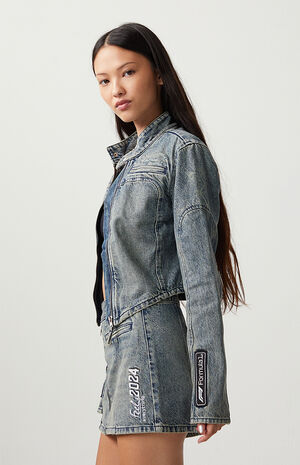 x PacSun Denim Moto Jacket image number 3