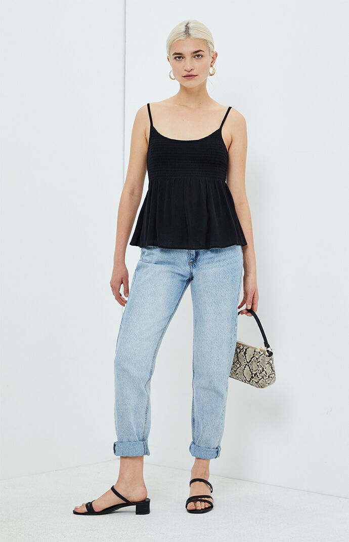 Smocked Tie Back Babydoll Top