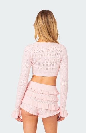 Delana Embroidered Knit Crop Top image number 4