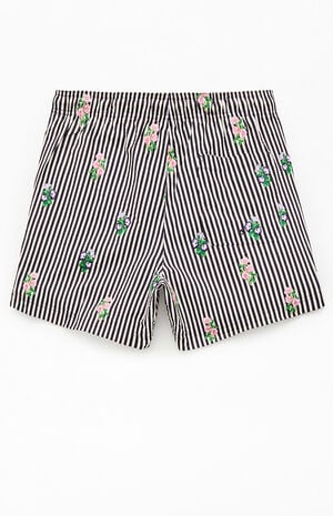Black Striped&nbsp;Bouquet 4.5" Swim Trunks image number 2