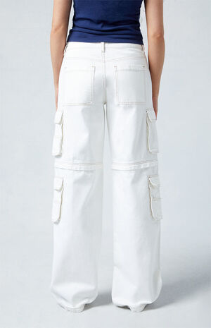 Eco White Low Rise Baggy Zip Off Pants image number 5