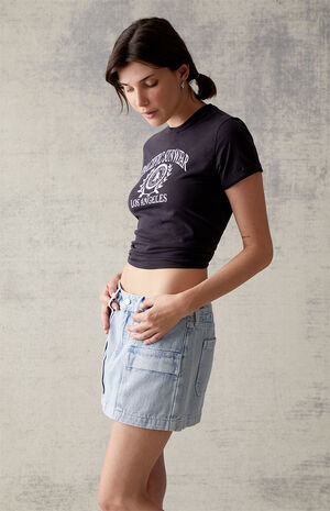 Light Blue Denim Cargo Mini Skirt image number 3