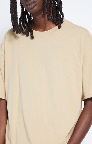 Tan Solid Oversized Boxy T-Shirt image number 2