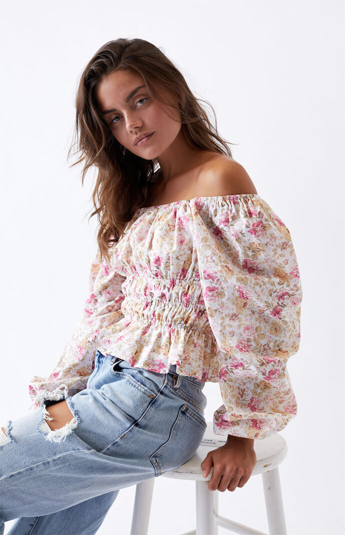 Off-The-Shoulder Smocked Blouse