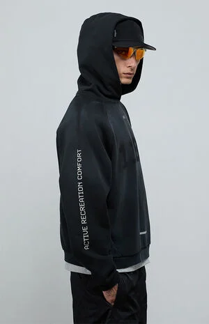 1183&nbsp;Black Vintage Wash&nbsp;Heavyweight Raglan Oversized Fleece Hoodie image number 4