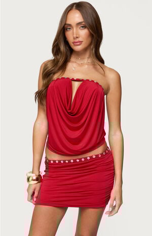 Giana Iridescent Strapless Cowl Neck Top image number 1