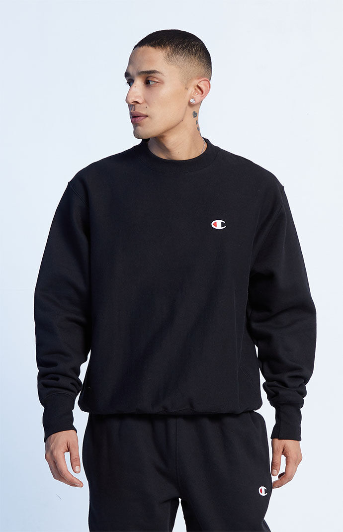 champion reverse weave crew black