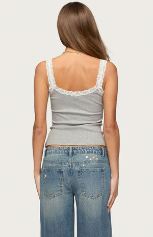 Aileen Contrast Lacey Henley Tank Top image number 3