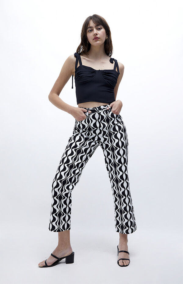 Organic Black & White Mono Print Trousers