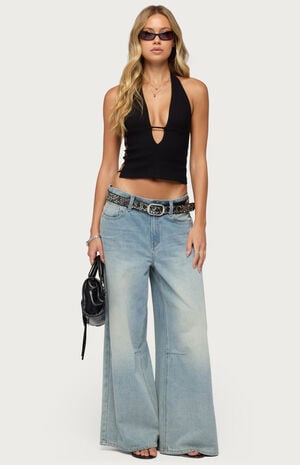 Aneera Cutout Plunging Halter Top image number 5