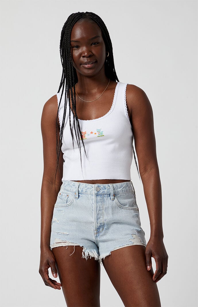 Pacsun Light Indigo Ripped Button Fly High Waisted Denim Festival