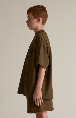 Kids Olive Crew Neck T-Shirt image number 3