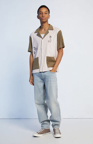 Mushroom Block Embroidery Terry Camp Shirt image number 4