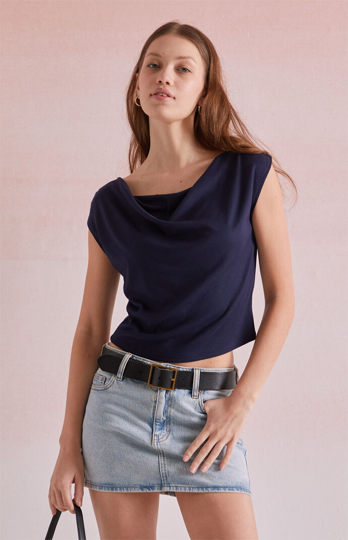 Beverly and Beck Draped Cowl Neck Top