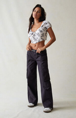 Dark Gray Tab Low Rise Baggy Cargo Pants image number 2