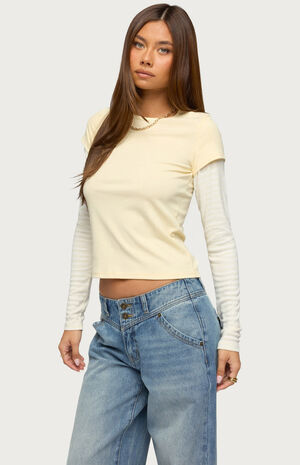 Stripey Layered Long Sleeve T-Shirt image number 2