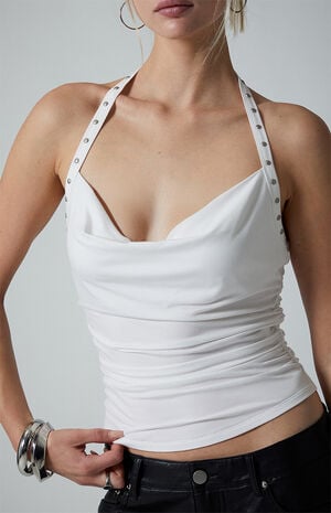 Studded Strap Halter Tank Top image number 3