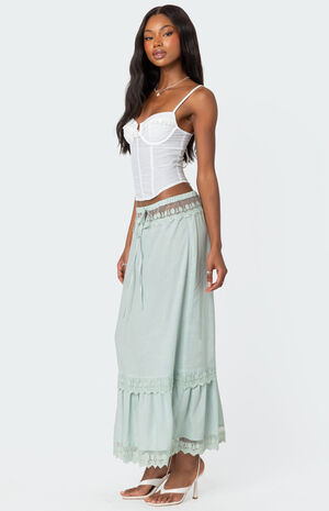 Semi Sheer Lacey Maxi Skirt image number 3