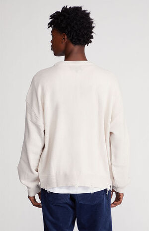 Cropped Distressed Crew Neck Sweater image number 4