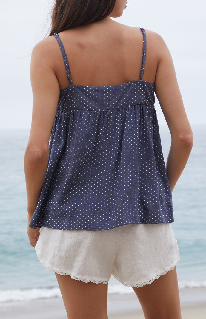 John Galt Navy Polka Dot Edith Tank Top